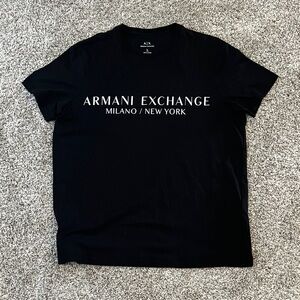 Armani Exchange Black Tee with White Logo